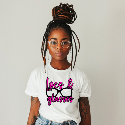 Locs & Glasses Tee No Lashes Style 1