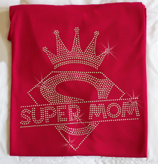 Rhinestone Super Mom T-Shirt